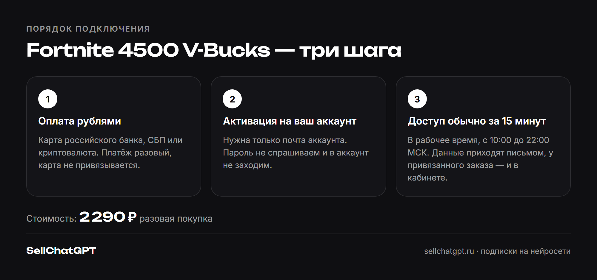 От выбора номинала до зачисления V-Bucks на аккаунт Epic Games ребёнка