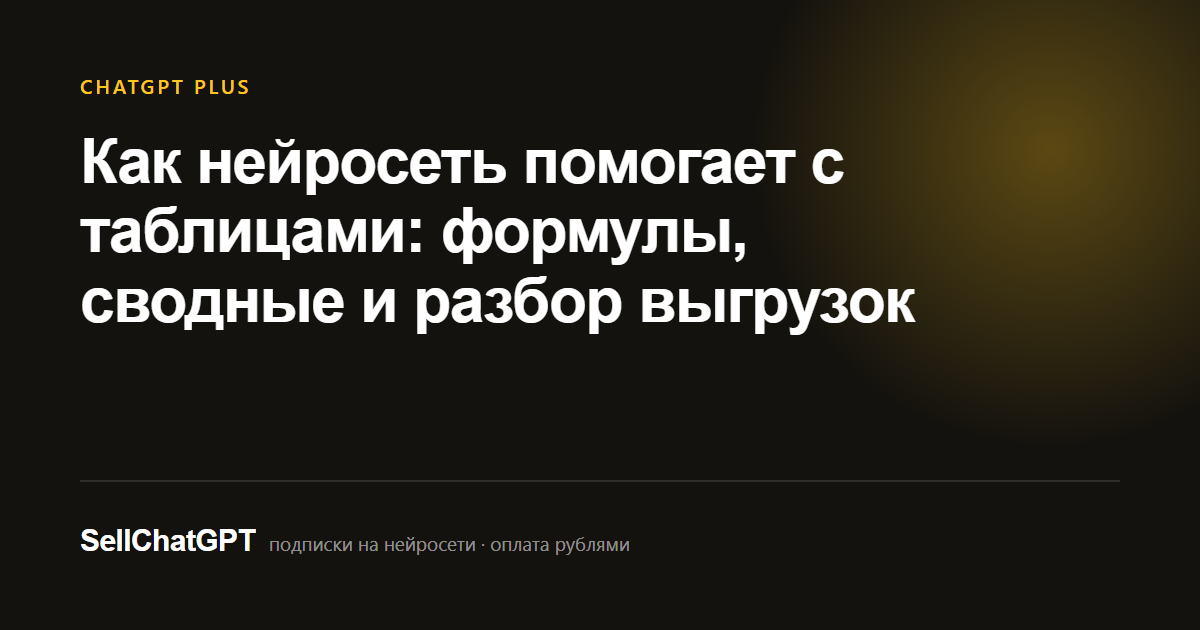 Как нейросеть помогает с таблицами: формулы, сводные и разбор выгрузок