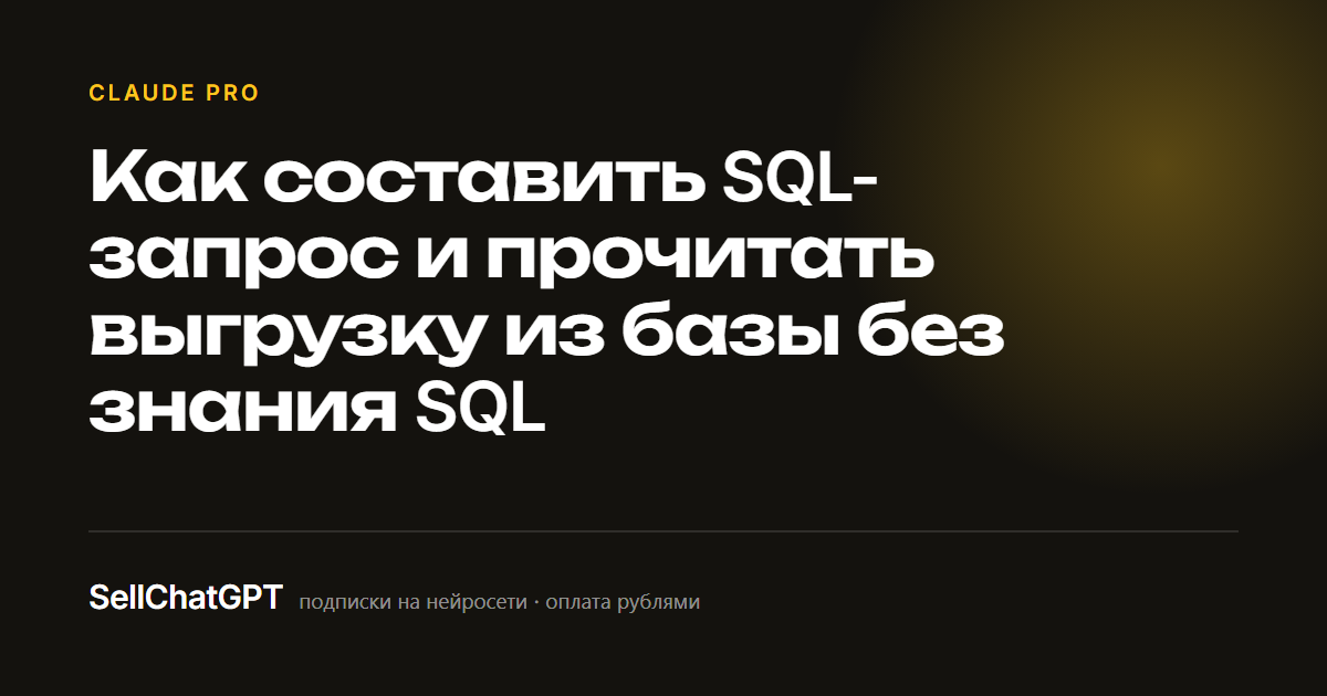 Как составить SQL-запрос и прочитать выгрузку из базы без знания SQL