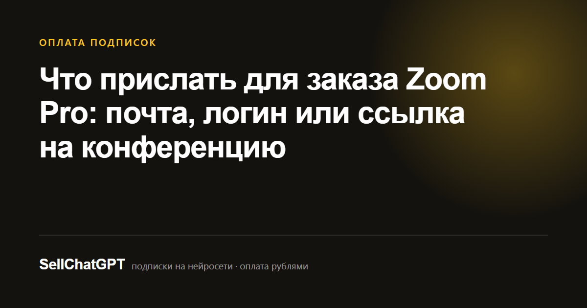 Что прислать для заказа Zoom Pro: почта, логин или ссылка на конференцию