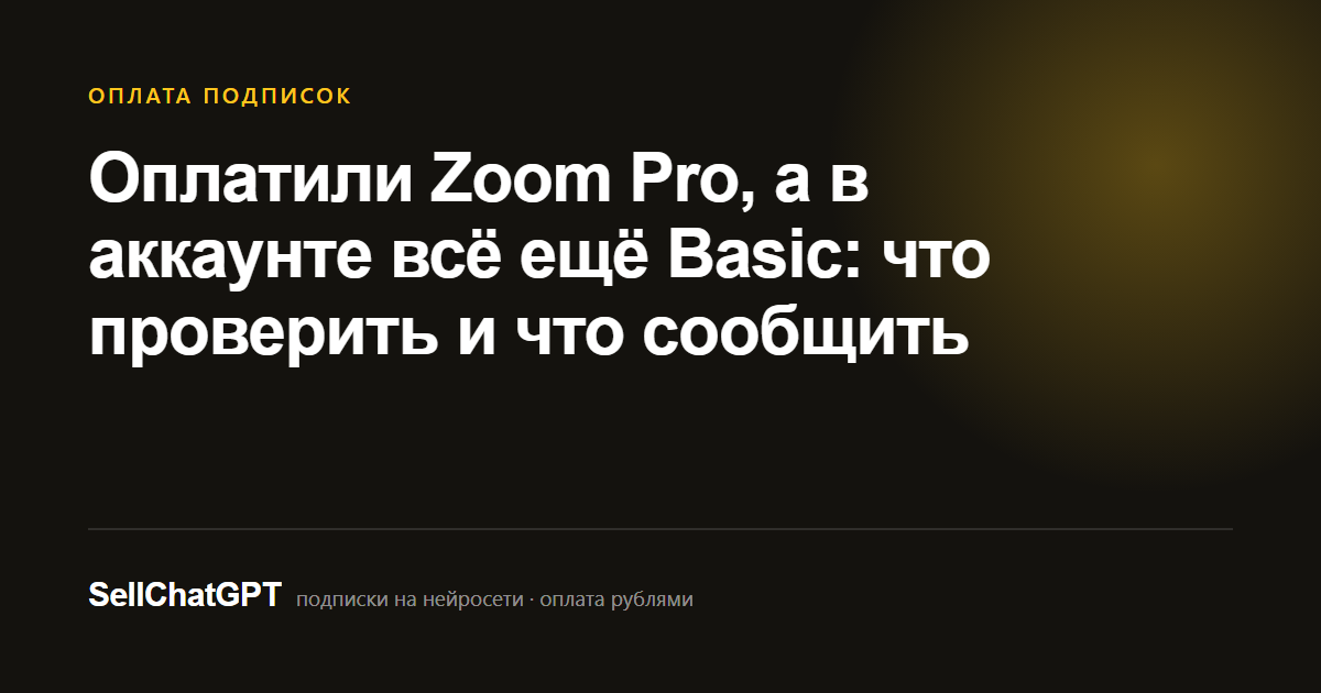 Оплатили Zoom Pro, а в аккаунте всё ещё Basic: что проверить и что сообщить